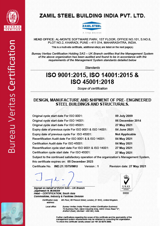 ISO 9001:2015, ISO 14001:2015 and ISO 45001:2018