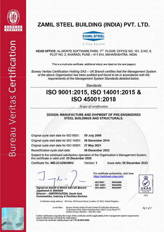ISO 9001:2015, ISO 14001:2015 and ISO 45001:2018